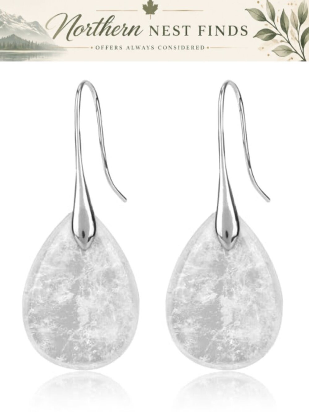 Natural Stone Teardrop Dangle Earrings Fish Hook Copper Women